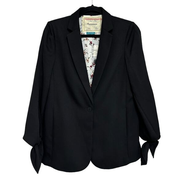 NWT Cartonnier Anthropologie Lloyd Tie Sleeve Easy Blazer in Black - Size 0 - Picture 4 of 13